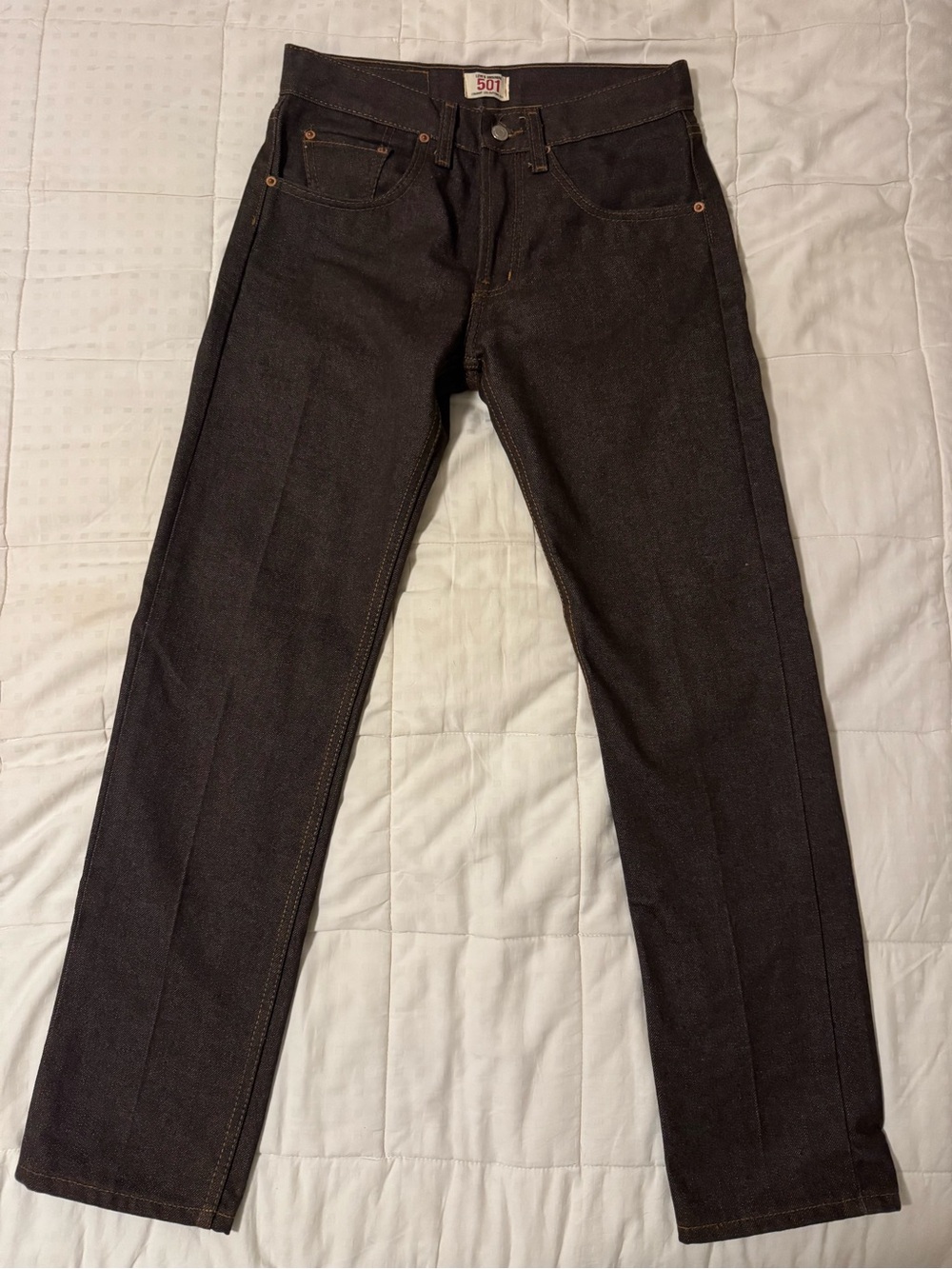 Levi's 501 Original Shrink-to-Fit Straight Fit Jeans - Dark Brown Rigid